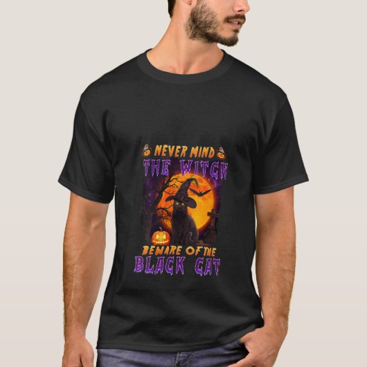 Let nooit op de witch-oppas van Black Cat Hallowee T-shirt (Voorkant)