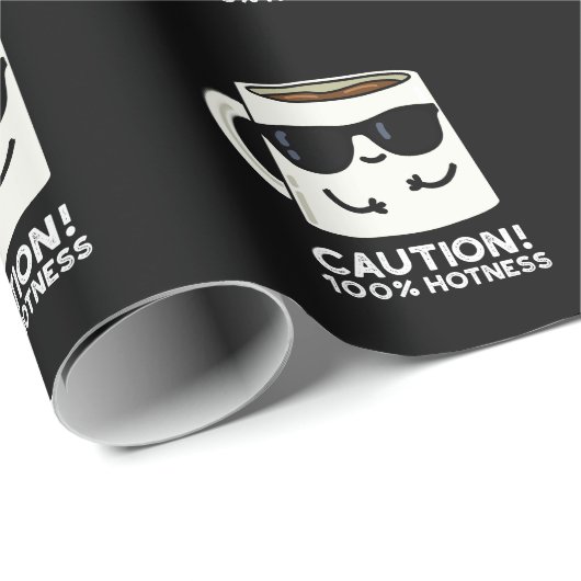 Let op 100% Hotness Funny Coffee Pun Dark BG Cadeaupapier (Rol Hoek)