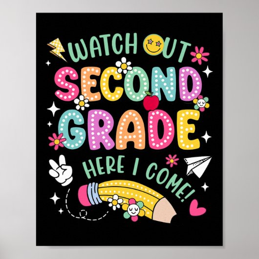 Let op 2e klas hier kom ik terug naar school poster (Voorkant)
