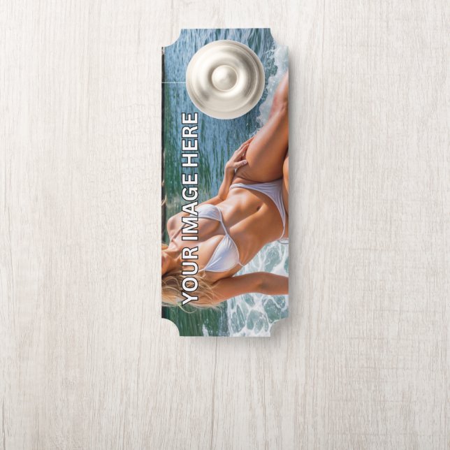 LET OP! 🚪 Aangepaste deurhanger – Voeg uw ontwerp (Op knop)