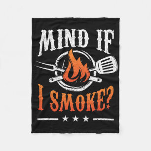 Let op als ik rook BBQ grillen Byrbecue roker Pitm Fleece Deken