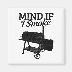 Let op als ik rook BBQ Grillmaster roken vlees gra Magneet