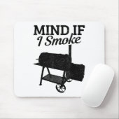 Let op als ik rook BBQ Grillmaster roken vlees gra Muismat (Met muis)