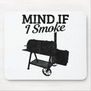 Let op als ik rook BBQ Grillmaster roken vlees gra Muismat