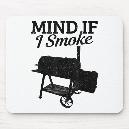 Let op als ik rook BBQ Grillmaster roken vlees gra Muismat (Voorkant)
