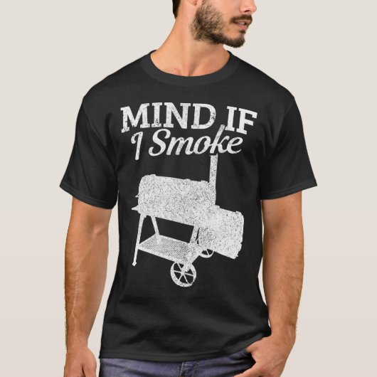 Let op als ik rook BBQ Grillmaster roken vlees gra T-shirt (Voorkant)