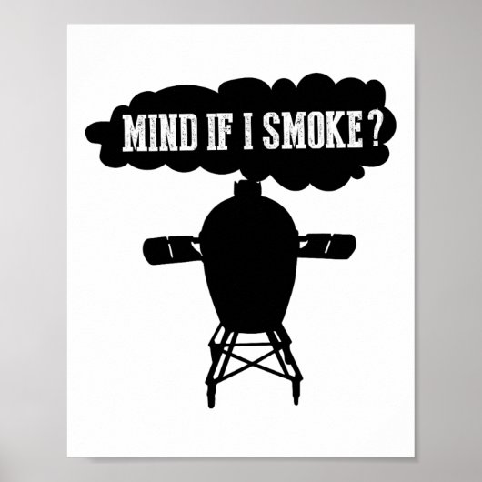Let op als ik rook grappige bbq grillen ei roker s poster (Voorkant)