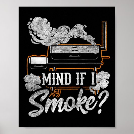 Let op als ik rook grappige bbq roker grillen minn poster (Voorkant)