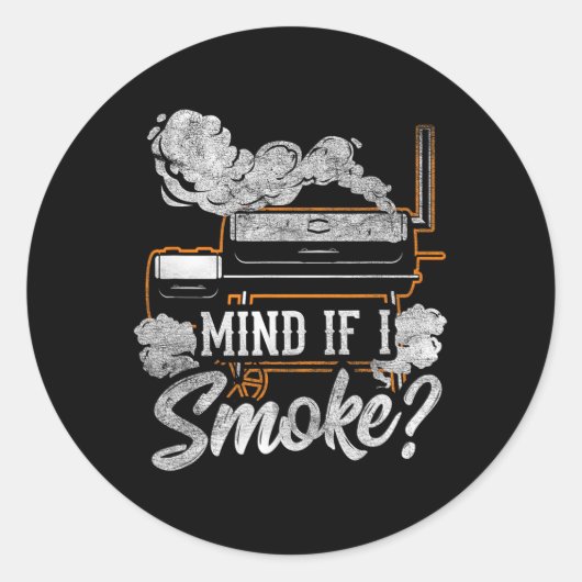 Let op als ik rook grappige bbq roker grillen minn ronde sticker (Voorkant)