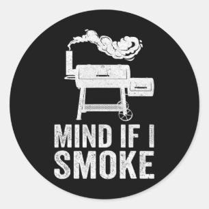 Let op als ik rook grappige bbq roker grillen roke ronde sticker