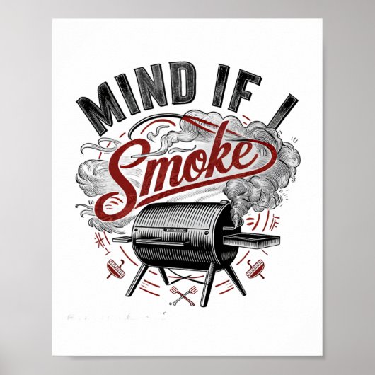 Let op als ik rook grappige bbq rook poster (Voorkant)