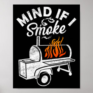 Let op als ik rook grappige retro barbecue roker B Poster