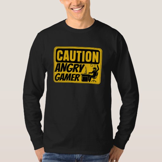 Let op: Angry Gamer Video Game Player PC Console G T-shirt (Voorkant)