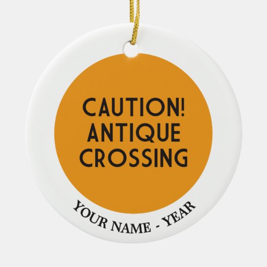 Let op! Antiek kruising Keramisch Ornament (Voorkant)