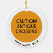 Let op! Antiek kruising Keramisch Ornament (Achterkant)