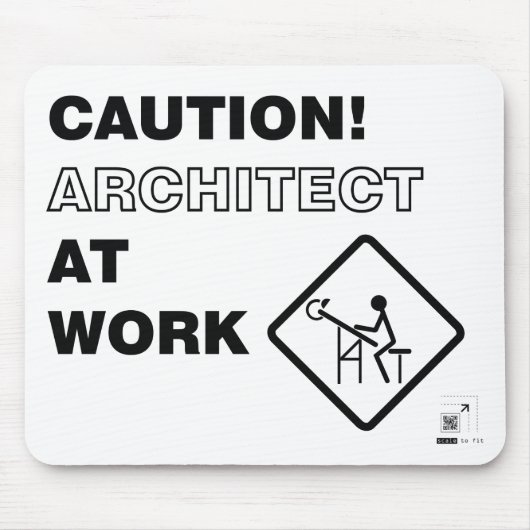 Let op! Architect op het werk Muismat (Voorkant)