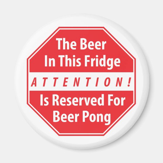 Let op! Bierpong magneet (Voorkant)