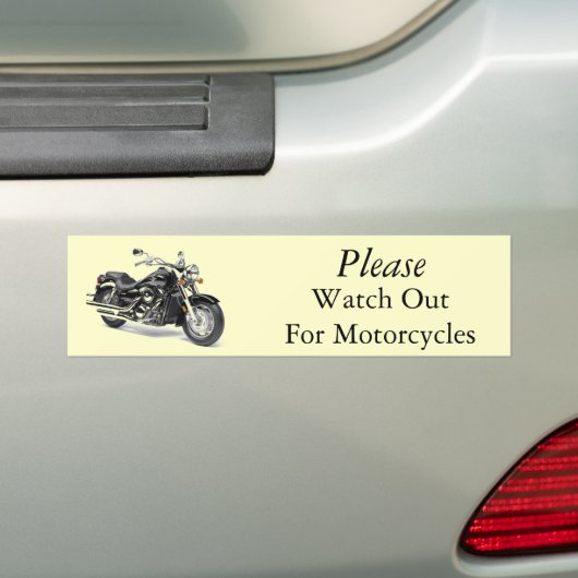 Let op bij motorfietsen bumpersticker (Op auto)