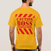 Let op BOSS waarschuwing strepen rood & geel T-shi T-shirt (Achterkant)
