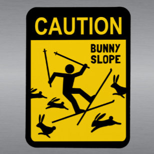 LET OP: Bunny Slope - Humoristisch waarschuwingsbo Magneet