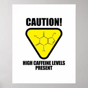 Let op! Cadeau met hoge cafeïnewaarden Poster