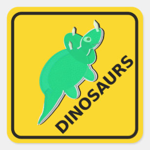 Let op: Cute Cartoon Dinosaurs Sign Triceratops Vierkante Sticker
