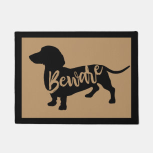 Let op: Dachshund Wiener Doxie Black Silhouette Deurmat