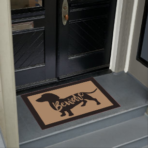 Let op: Dachshund Wiener Doxie Black Silhouette Deurmat