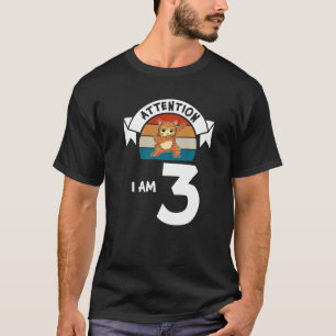 Let op dat ik 3cat 3rd Birthday Boy Birthday ben T-shirt