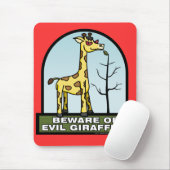 Let op de boze Giraffes Mousepad Muismat (Met muis)