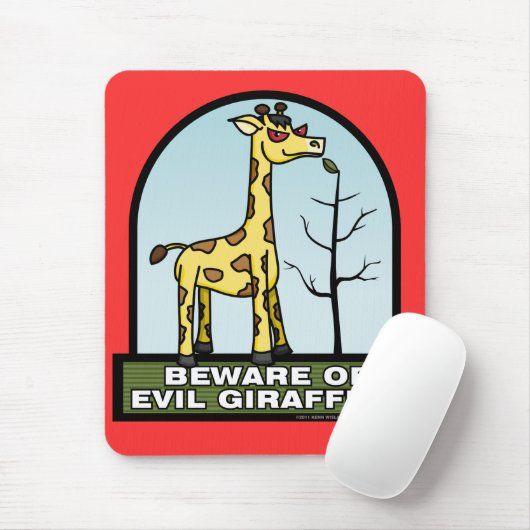 Let op de boze Giraffes Mousepad Muismat (Met muis)