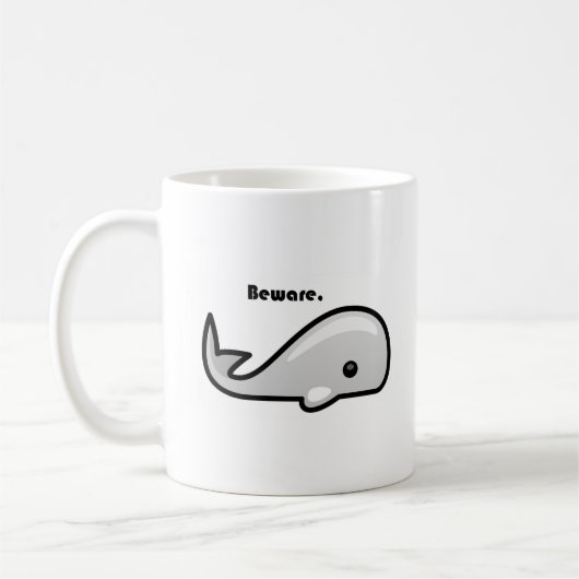 Let op de Cartoon Witte walvis Koffiemok (Links)