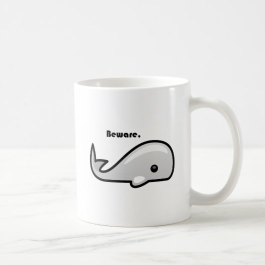 Let op de Cartoon Witte walvis Koffiemok (Rechts)