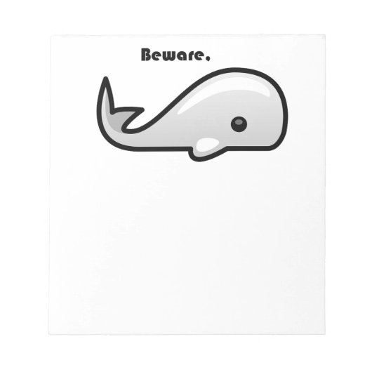 Let op de Cartoon Witte walvis Notitieblok (Voorkant)