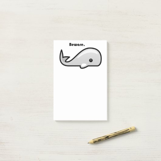 Let op de Cartoon Witte walvis Post-it® Notes (Op bureau)