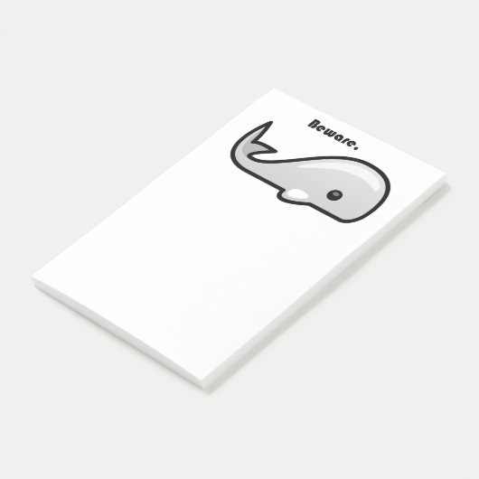 Let op de Cartoon Witte walvis Post-it® Notes (Schuin)