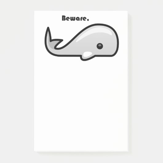 Let op de Cartoon Witte walvis Post-it® Notes (Voorkant)