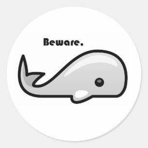 Let op de Cartoon Witte walvis Ronde Sticker
