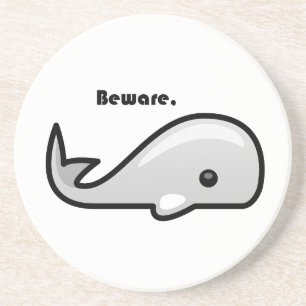Let op de Cartoon Witte walvis Zandsteen Onderzetter