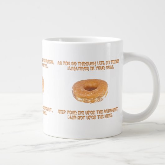 Let op de donut grote koffiekop (Rechts)