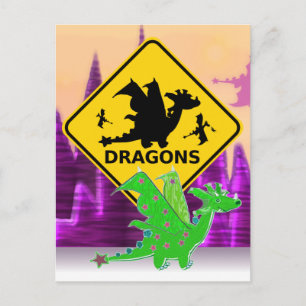 Let op de draak van de Cartoon van het Teken van D Briefkaart