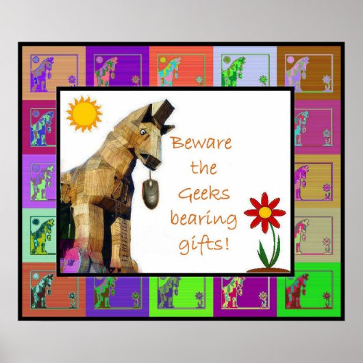 Let op de Geeks met cadeaus Poster (Voorkant)