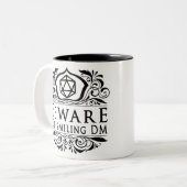 Let op de glimlachende DM V4 Tweekleurige Koffiemok (Voorkant links)