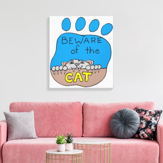 Let op de kat canvas afdruk (Insitu (Woonkamer))