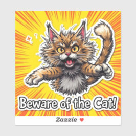 Let op de kat sticker