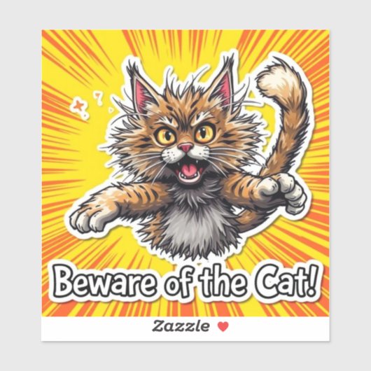 Let op de kat sticker (Vel)