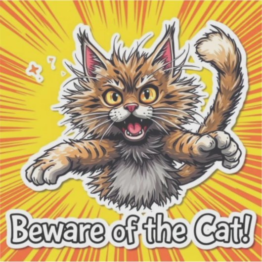 Let op de kat sticker (Voorkant)