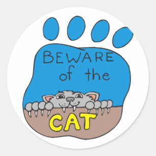 Let op de kattepoets afdrukken ronde sticker
