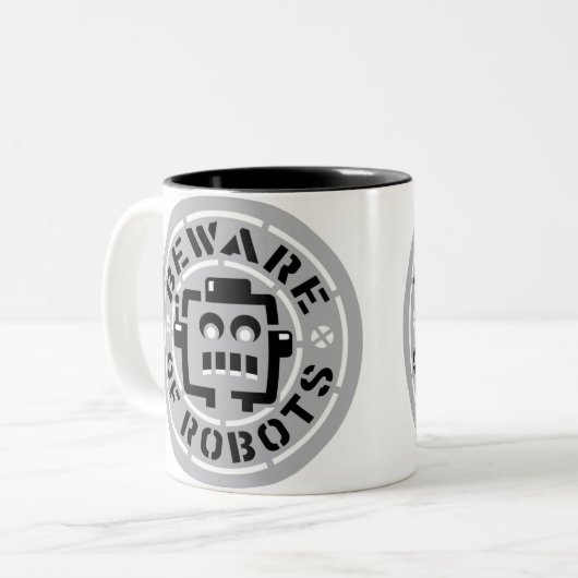 Let op de Mok van robots (Voorkant links)