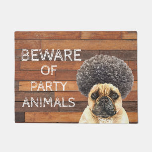 Let op de partijdieren Funny French Bulldog Deurmat